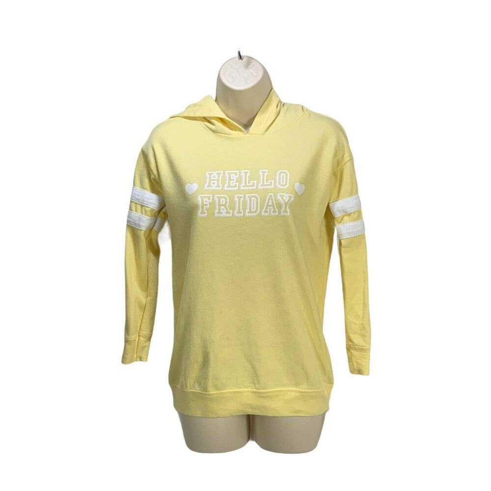 No Comment Girls Hoodie Sweatershirt Size Large Yellow Hello Friday Long Sleeve